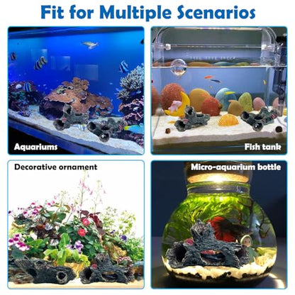 Tfwadmx 2 Pcs Decaying Trunk Aquarium, Betta Fish Ornament, Freshwater Ornament - Small Resin Aquarium Decoration Log, 20 Gallon Fish Tank Wood with Holes & Aquarium Hideout Caves - size: Style 3 (2 PC)
