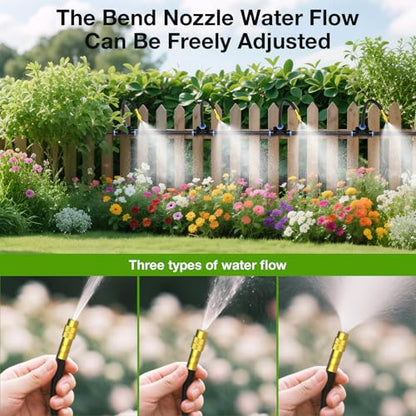 MIXC 1/4" Drip Irrigation System, Adjustable Copper Nozzles (7.8ft Rod Length, 12pcs nozzles and connectors,NO Water Pipe) - size: 7.8in