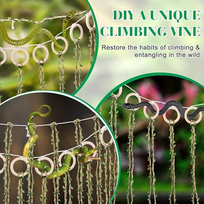 Snake Climbing Vines with Jungle Vines Kit for Reptiles | Snake Enclosure Accessories for Ball Pythons, Corn Snakes, Bearded Dragon, Chameleon, Lizard, Snake Enrichment Toys