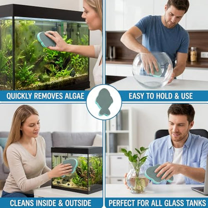 9PCS Fish Tank Scrubber, Aquarium Glass Cleaner Reusable Pads, Effective Tool for Fish Tank Glass Cleaning, Fish Tank Cleaning Brush