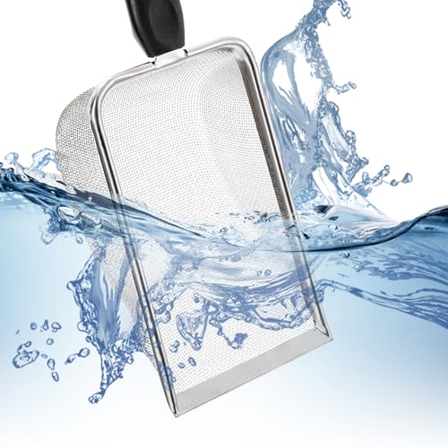 Hiceeden 4 Pcs Stainless Steel Small Mesh Scooper, Hamster Fine Sand Bath Scooper, Reptile Rabbit Litter Sand Waste Scoop, Beach Mesh Shovel for Shell Collecting, Shark Tooth Sifter, 1mm Hole
