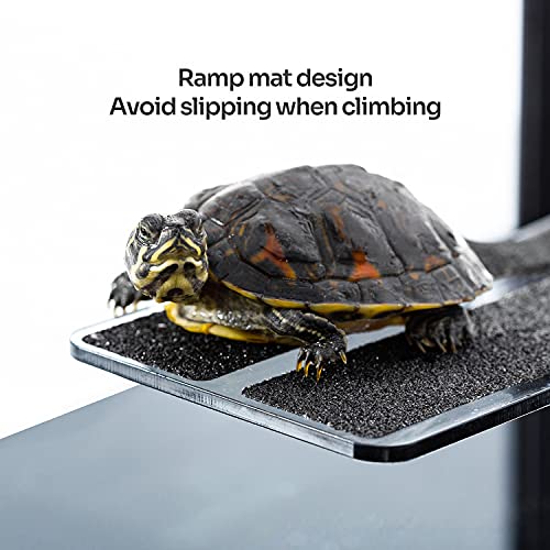 WACOOL Acrylic 3 in 1 Turtle Dock with Ramp & Diving Platform, Deluxe Turtle Platform Ramp for Turtle Resting Climbing Diving with Suction Cup (12.6" x 6.9" x 4")