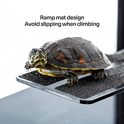 WACOOL Acrylic 3 in 1 Turtle Dock with Ramp & Diving Platform, Deluxe Turtle Platform Ramp for Turtle Resting Climbing Diving with Suction Cup (12.6" x 6.9" x 4")