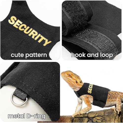 Bearded Dragon Carrier Backpack with Security Printing Harness Leash Set, Reptile Lizard Space Capsule Astronaut Clear Bubble Window Travel Carrier for Small Animal Guinea Pig(Black, Security Harness) - color: Black