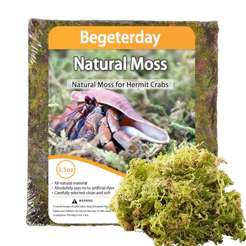 3.5oz Natural Moss for Hermit Crabs, Ideal for Hermit Crab Supplies for Tank Habitat