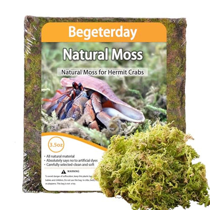 3.5oz Natural Moss for Hermit Crabs, Ideal for Hermit Crab Supplies for Tank Habitat