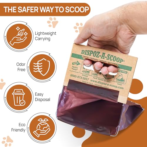 Dispoz-A-Scoop® 250 Pack"Scoop-Seal-Dispose” Dog Pooper Scooper with Bag Attachment, No-Touch Pooper Scoopers Solution, Portable Pooper Scooper for Dogs Large and Small, Dog Poop Scooper for Yard Walk - style: 250 Bags