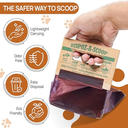 Dispoz-A-Scoop® 250 Pack"Scoop-Seal-Dispose” Dog Pooper Scooper with Bag Attachment, No-Touch Pooper Scoopers Solution, Portable Pooper Scooper for Dogs Large and Small, Dog Poop Scooper for Yard Walk - style: 250 Bags