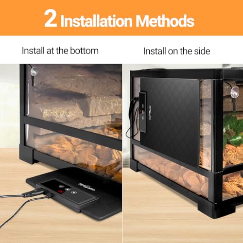 REPTI ZOO Reptile Heat Pad 8 in × 12 in, 23W Reptile Heat mat with Adjustable Thermostat for Turtles, Hermit Crabs, Bearded Dragons, Leopard Geckos, Snakes, Lizards - size: 8"x 12"