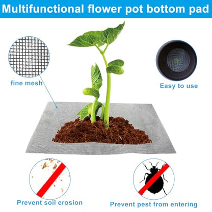 Flower Pot Hole Mesh Pad, 5 pcs, 11.8 x 7.8 Inch | Plant Pot Drainage Mesh Pad, For Garden Outdoor Potted Plants, Improve Water Flow, Protect Plant Roots