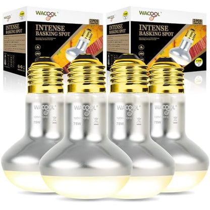 WACOOL 4 Pack Heat Lamp Bulbs for Reptiles, 75W Intense Basking Spot Lights, Simulate Daytime Sunshine Heat Bulbs, UVA Daylight - style: 75W-4pack