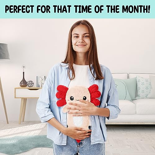Axolotl Microwavable Unscented 1.5 lbs Heating Pad For Women And Kids- Cute Soft Cozy Pillow Plush Heatable Warm Stuffed Animals- Kawaii Hot And Cold Plushie Food Toy- Axolotl Gifts For Girls And Boys - style: Peach Axolotl