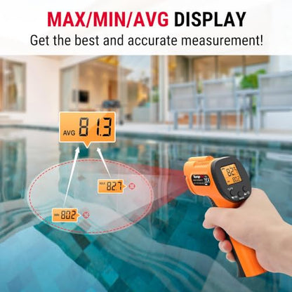 TempPro TempScan Infrared Thermometer Gun with Super Long Meat Probe | Temperature Gun with Laser for Pizza Oven Accessories, Grill Thermometer Gun Meat Thermometer for Cooking BBQ HVAC Car Engine