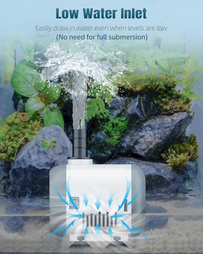 Pawfly Small Fountain Pump, 320 GPH Submersible Water Pump for Fountain, 18 W Mini Water Pump with 4.9 ft. High Lift, Quiet Water Fountain Pump for Aquarium Fish Tank & Waterfall - size: 320 GPH
