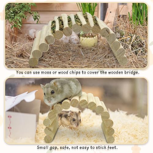PIVBY 2PCS Wooden Hamster Ladder Bridge, Flexible Wood Tunnel Hide, Hamster Chew Toys for Small Animals Guinea Pig, Rat, Chinchilla, Gerbil, Mice, Mouse (Natural) - color: 2 PCS, Natural wood