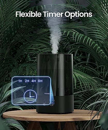 ROSEKM 4.5L Humidifiers for Bedroom, Humidifiers for Home Large Room, Cool Mist Humidfiers for Baby and Plant with Timer, Adjustable Mist Level, 360° Nozzle, Auto Shut-Off, Black - size: 4.5L