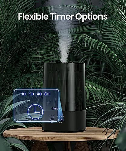 ROSEKM 4.5L Humidifiers for Bedroom, Humidifiers for Home Large Room, Cool Mist Humidfiers for Baby and Plant with Timer, Adjustable Mist Level, 360° Nozzle, Auto Shut-Off, Black - size: 4.5L