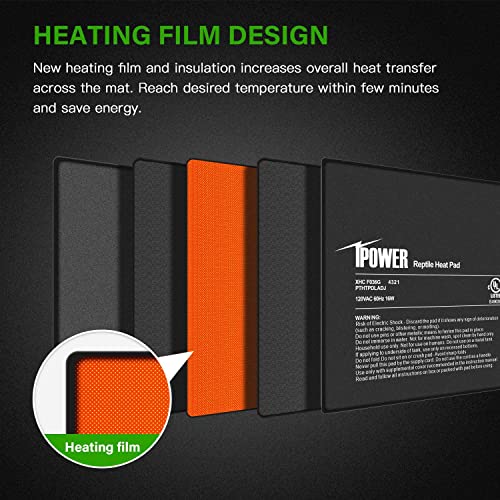 iPower 8X12 Inch 16 Watts Reptile Heating Mat with Adjustable Temperature Controller Under Tank Warmer Terrarium Heat Pad for Reptiles and Amphibians, for 30-40 Gallon Tank, 2 Pack - size: 8 X 12 Inch, style: 2 Pack with Adjustable Knob