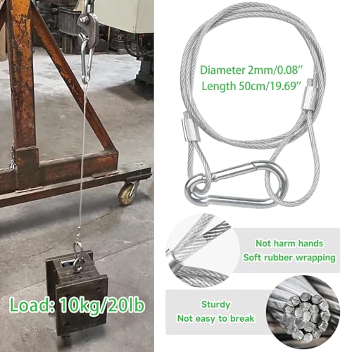 Mad Owl Safety Rope Fixing Device, Stage Light Safety Cable,Transparent Rope Head Truss Accessories Clamp Hook, 0.08 inches Diameter, 19.6 inches Length, (Pack of 6 White) - size: 6P 2mm/0.079"-50cm/19.69"