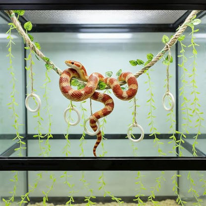39 Inch Snake Climbing Vine, Natural Jute Rope Accessory for Ball Pythons and Corn Snakes, Flexible Reptile Climbing Branch for Terrarium Enrichment and Habitat Decor