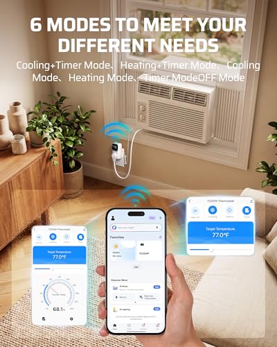DEWENWILS Smart Temperature Controller For Fan, 15A 1800W WiFi Temperature Controller Outlet with Schedule Timer & Memory Function, VA Display & -40℉-240℉ Thermostat for Reptile, Greenhouse, Incubator
