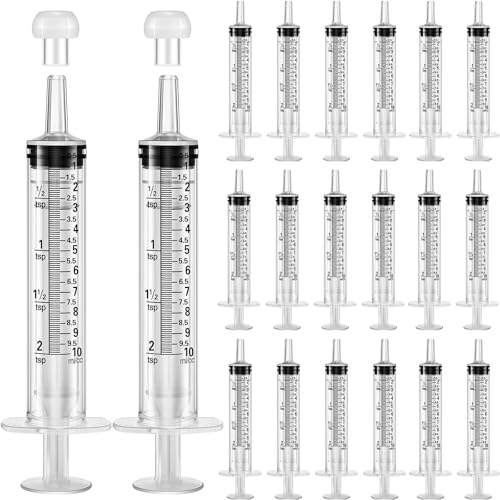 TrelaCo 20 Pack 10ml Oral Syringes with Cap for Liquid Plastic Syringe Without Needle Measuring Dispensing Tools Individually Sealed for Pets Feeding Lab Sample Injection(Clear) - size: Clear