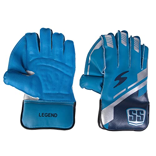 SS Legend Premium Cricket Wicket Keeping Gloves ' Mens Size, (Red, Blue, Silver, Black Color Options) - style: BLUE