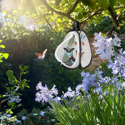 Kingrol 2 Pack Collapsible Insect & Butterfly Habitat Cage, Pop-Up Mesh Butterfly Rearing Enclosure with Clear Viewing Window, Zipper Access & Polyester Base, 7.75 x 7.75 x 11 Inch