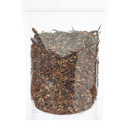 Amzey Appetizing Mealworms Natural Dried Crickets - Food for Bearded Dragons, Wild Birds, Chickens, Fish - (8 oz Resealable Bag) - Veterinary Certified