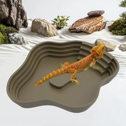 Reptile Bathing Pool Tortoise Water Dish Lizards Habitat Turtle Bath for Gecko Tortoise, Green S - color: Green S