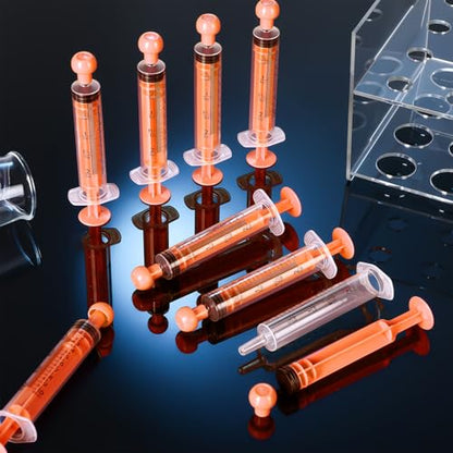 TrelaCo 20 Pack 10ml Oral Syringes with Cap for Liquid Plastic Syringe Without Needle Measuring Dispensing Tools Individually Sealed for Pets Feeding Lab Sample Injection(Orange) - size: Orange