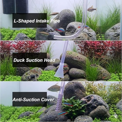 AREPK Aquarium Siphon Vacuum and Water Changer Kit for Small Fish Tanks | L-Shaped Tube Reaches Hard-to-Clean Corners; Ideal for Water Changing and Gravel Cleaning in Betta, Shrimp and Nano Tanks