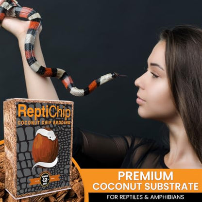 ReptiChip Reptile Bedding Loose Coconut Chip 12 Quart Coco Husk Substrate Mulch for Snake Habitat, Ball Python Terrarium, Turtle Tanks, Tortoise Enclosure
