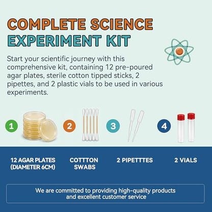 12-Pack Pre-Poured Agar Plates Petri Dishes Home Mold Test Kit with Swabs | 9cm Individually sealed sterile agar plates for diy mold testing on indoor air quality, surfaces, basement, and bathroom - color: Agar Plates for Science