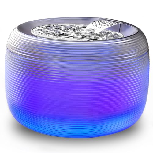 SIBAYS 3.5L Cat Water Fountain, 118oz Large Capacity Cat Fountains for Drinking with Water Level LED Light, Quiet Automatic Pet Water Fountain for Cats Indoor, Dog Water Dispenser Easy to Clean F-016B - color: Transparent Black