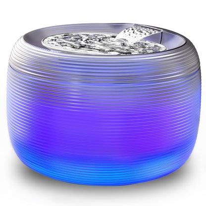 SIBAYS 3.5L Cat Water Fountain, 118oz Large Capacity Cat Fountains for Drinking with Water Level LED Light, Quiet Automatic Pet Water Fountain for Cats Indoor, Dog Water Dispenser Easy to Clean F-016B - color: Transparent Black
