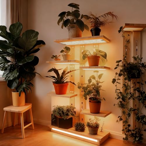 GHodec 20W Panel Grow Lights for Indoor Plants,272LEDs Full Spectrum Grow Lights for Under Cabinet Plant, Grow Lamp with 4/8/12H Timer,5 Dimmable Levels for Plants Growing (2Pack) - size: 2Pack