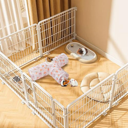 HERCOCCI Rabbit Toys, Bunny Tunnels & Tubes, Collapsible 3 Way Rabbit Hideout Tunnel with Chew Toys for Bunny Guinea Pig Ferret Kitten - color: White