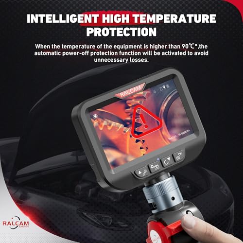 2-Way 180° Articulating Borescope Camera with Light, 6.2mm Ultra-Slim Probe, 4.3" HD Inspection Camera, 6.6FT Flexible Snake Industrial Endoscope for Automotive Engine Wall - size: 6.2mm
