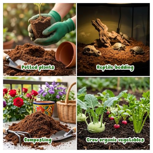 Coco Coir Brick - Low EC & pH Balanced, Compressed Organic Coconut Fiber Potting Mix for Indoor Outdoor Plants, Seed Starting, Hydroponics & Reptile Bedding(2.8lb) - size: 2Pcs