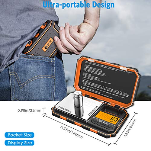 AMIR Digital Pocket Scale, Gram Scale 200g/0.01g,6 Units Conversion | kitchen scale, Smart Scale with Calibration and Tare Function, LCD Display, for Food, Coffee, Jewelry, Medicine, Herb - color: Orange