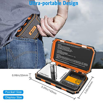 AMIR Digital Pocket Scale, Gram Scale 200g/0.01g,6 Units Conversion | kitchen scale, Smart Scale with Calibration and Tare Function, LCD Display, for Food, Coffee, Jewelry, Medicine, Herb - color: Orange
