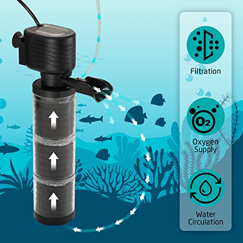 XpertMatic Aquarium Filter, 528 GPH 3 Stages Biochemical Sponge Filter | For 120-170 Gallon Tank, Internal Fish Tank Filter with Water Pump, for Large Tank, Pond, Wavemaker - size: 35W(528GPH) for Up to 170 Gallon