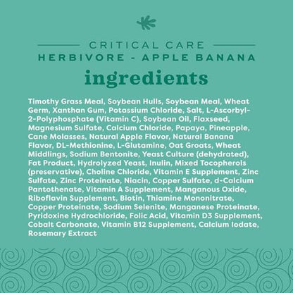 Oxbow Critical Care Herbivore Small Pet Formula, Apple Banana, 141g, 3 Pack | Recovery feeding support, high-fiber timothy hay, for rabbits & guinea pigs, vet recommended emergency nutrition