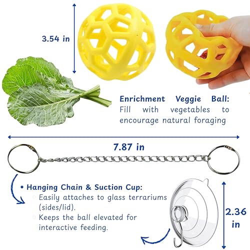Bearded Dragon Enrichment Toys Feeder Ball, Interactive Feed Toys Bells Exercise Ball for Reptile Lizard Gecko Small Animals, Bearded Dragon Tank Accessories, Reptile Tank Accessories (Yellow) - color: Yellow