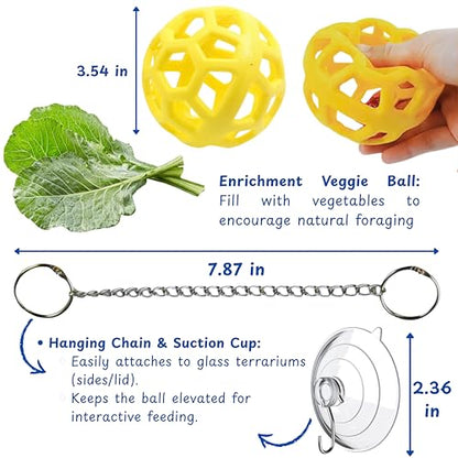 Bearded Dragon Enrichment Toys Feeder Ball, Interactive Feed Toys Bells Exercise Ball for Reptile Lizard Gecko Small Animals, Bearded Dragon Tank Accessories, Reptile Tank Accessories (Yellow) - color: Yellow
