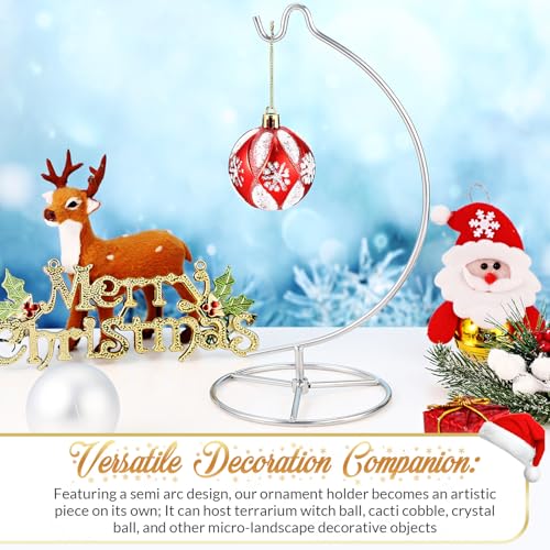 Ornament Display Stand Metal Hanger Christmas Home Office,Silver | Ornament Holder for Glass Ball Air Plant Terrarium, Round Base Stand, Wedding Centerpiece Display, 10.43 Inch Height - color: Silver
