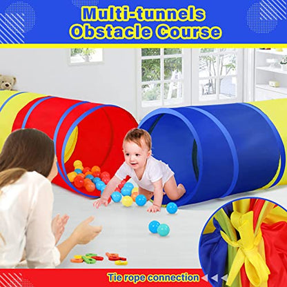 PigPigPen Kids Tunnel for Toddlers,Pop Up Play Tunnel Tent for Babies or Dogs, Indoor & Outdoor Toys for Kids Backyard Playset (Classic 2 Pack Tunnels) - style: Classic 2 pack tunnels