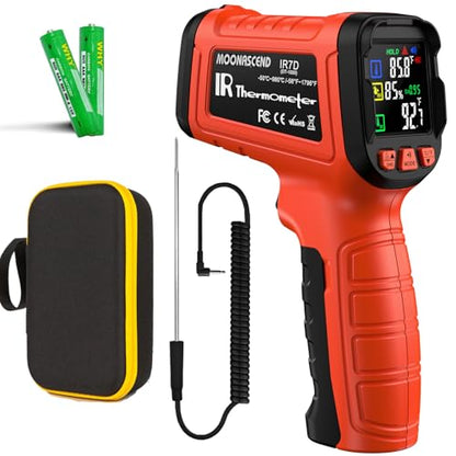 Infrared Thermometer Gun, -58°F to 1796°F, Dual-Mode 16:1 | Surface & Internal Temperature Reading，Humidity Display，Ideal for HVAC, Cooking & Home Inspection - color: Orange/-58°F to 1796°F and -58°F to 572°F