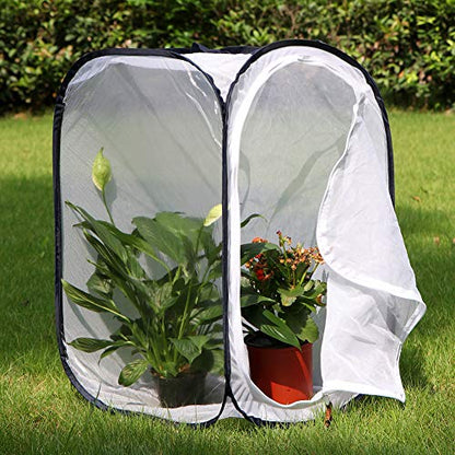RESTCLOUD Insect and Butterfly Habitat Cage Terrarium Pop-up 23.6 Inches Tall - color: White With Black, size: 15.7 x 15.7 x 23.6 inches